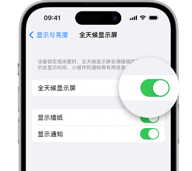 榆林苹果15预约维修分享iPhone15如何设置全天候显示屏幕可见 