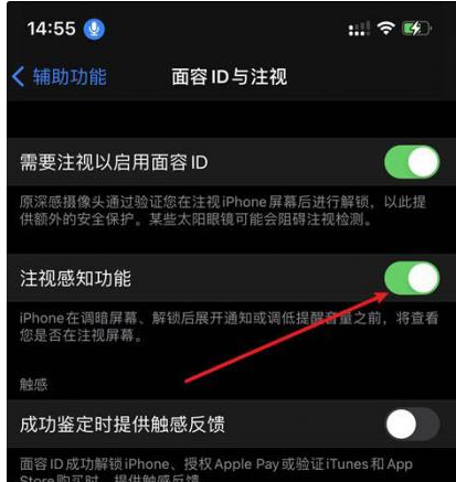 榆林苹果14维修网点分享iPhone14注视感知功能有什么用 